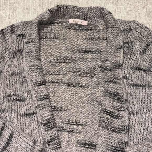 1x large XL Elsamanda Wool blend Mohair GREY mix cardigan chunky knit - Picture 2 of 5